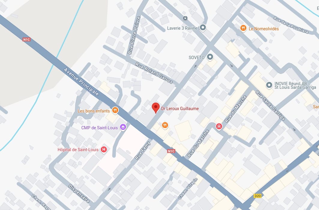 Carte Google Maps montrant le cabinet de Saint Louis